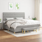 Boxspring Met Matras Stof Lichtgrijs 200 x 200 cm Getuft ontwerp