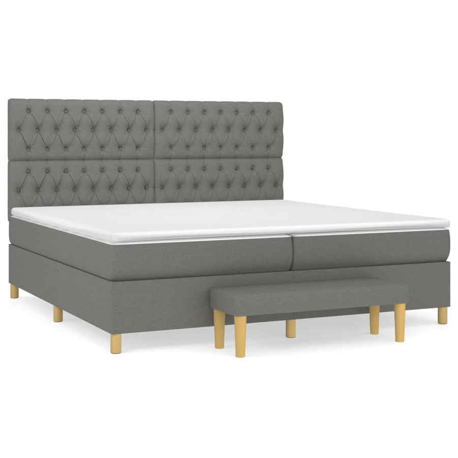 Boxspring Met Matras Stof Donkergrijs 200 x 200 cm Getuft ontwerp