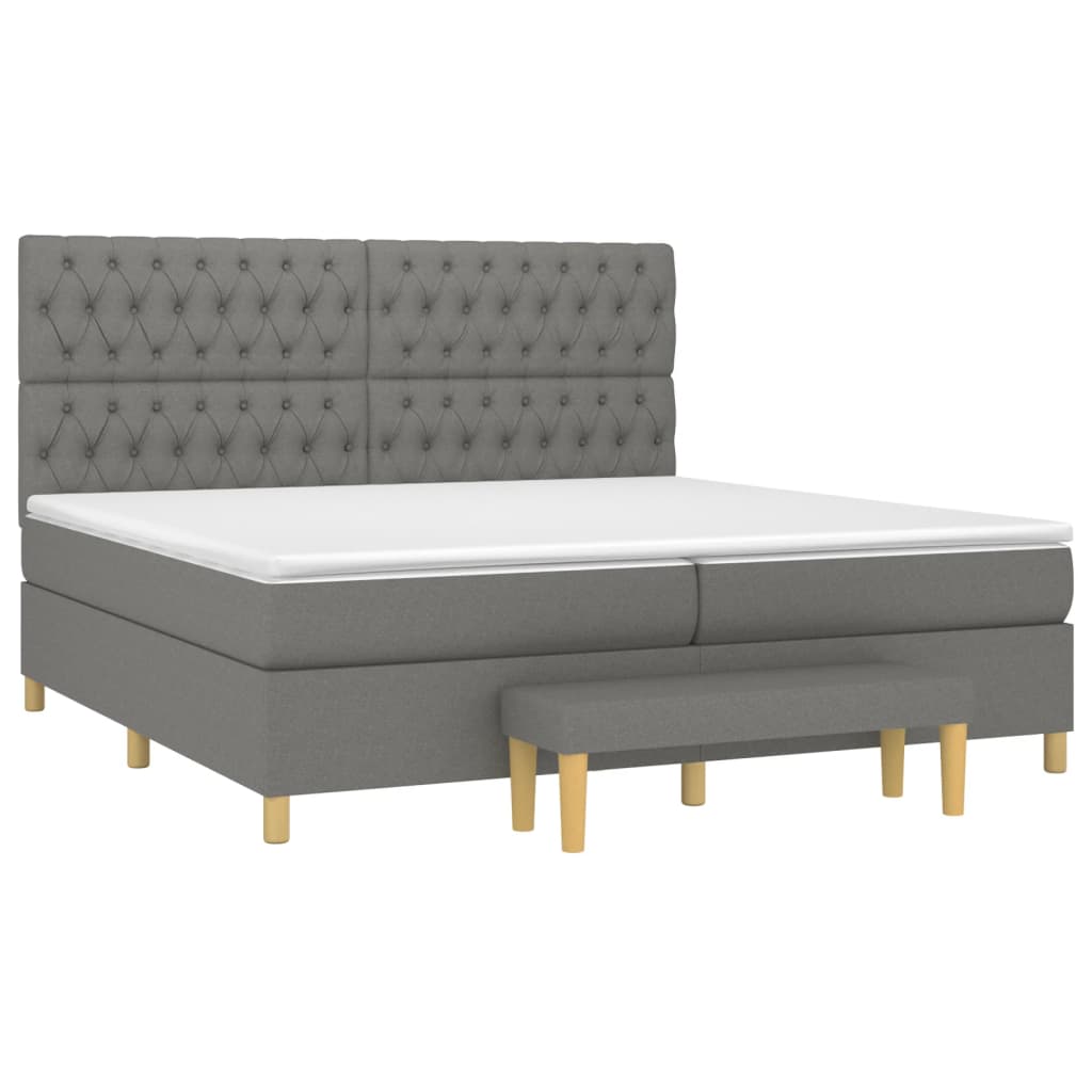 Boxspring Met Matras Stof Donkergrijs 200 x 200 cm Getuft ontwerp