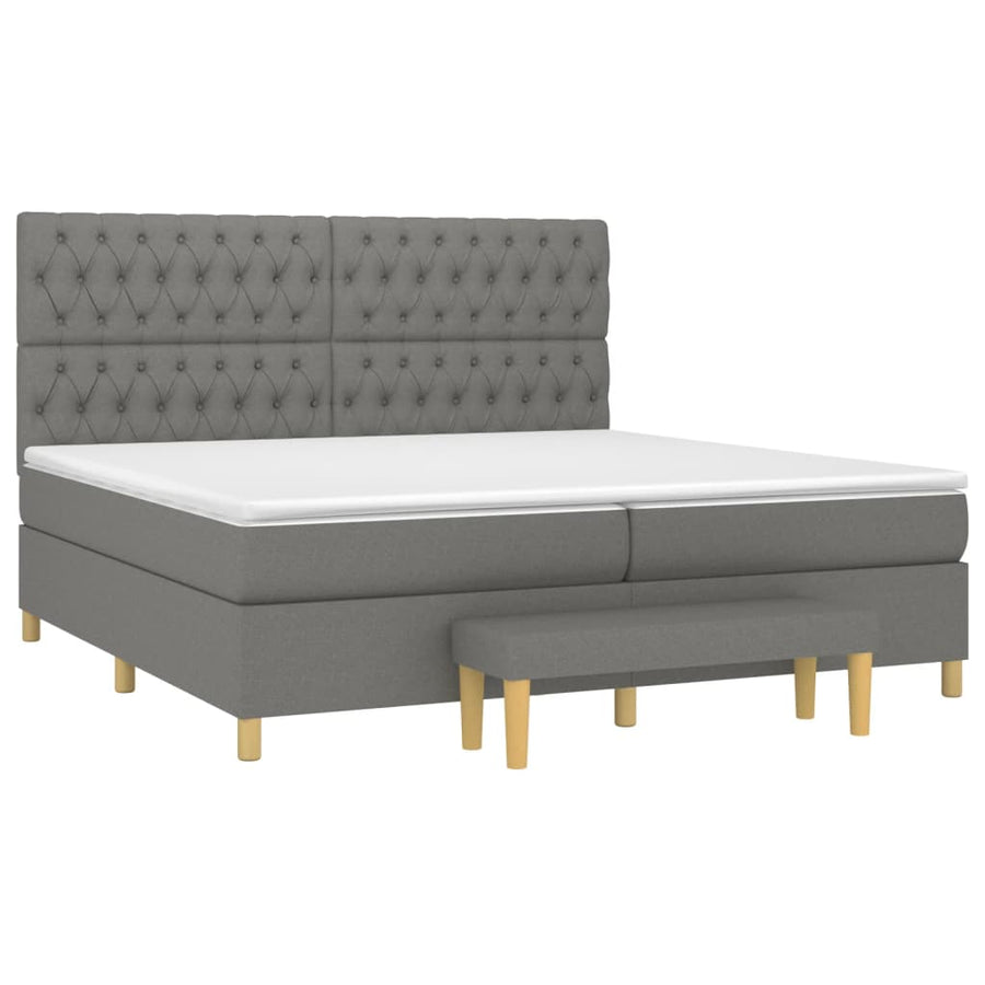 Boxspring Met Matras Stof Donkergrijs 200 x 200 cm Getuft ontwerp
