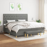 Boxspring met matras donkergrijs 200x200 cm