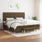 Boxspring Met Matras Stof Donkerbruin 200 x 200 cm Getuft ontwerp