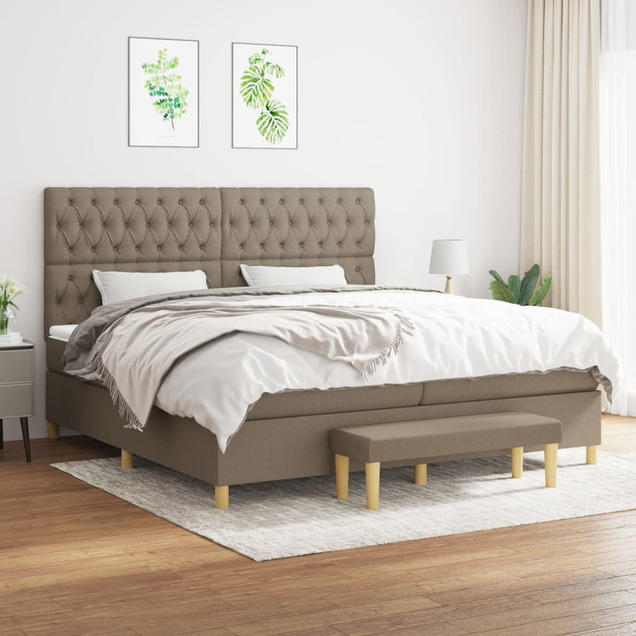 Boxspring Met Matras Stof Taupe 200 x 200 cm Getuft ontwerp