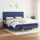 Box spring with mattress fabric blue 200x200 cm
