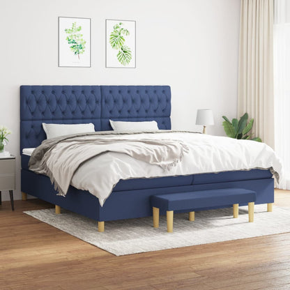 Boxspring Met Matras Stof Blauw 200 x 200 cm Getuft ontwerp