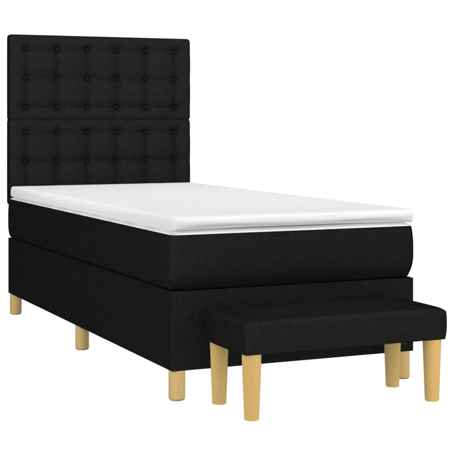 Boxspring Met Matras Stof Zwart 80 x 200 cm Knopen
