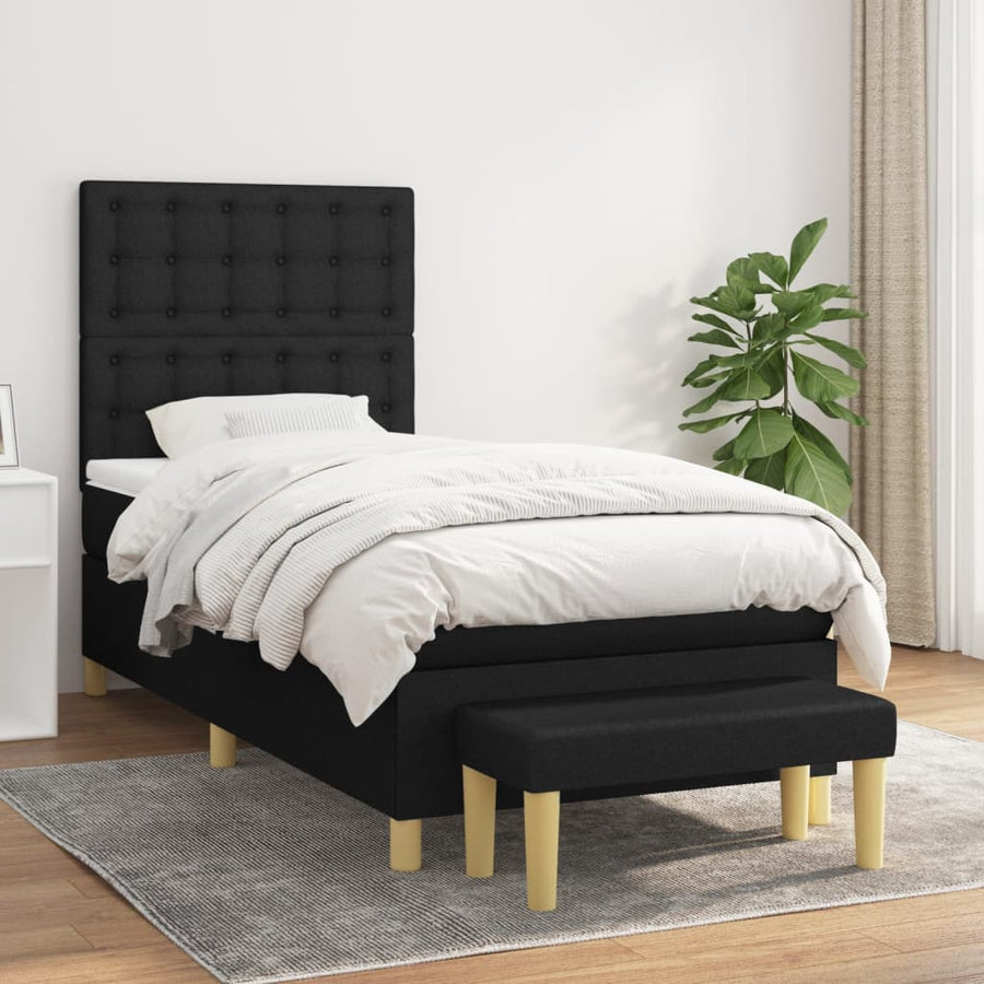 Boxspring met matras stof zwart 90x190 cm