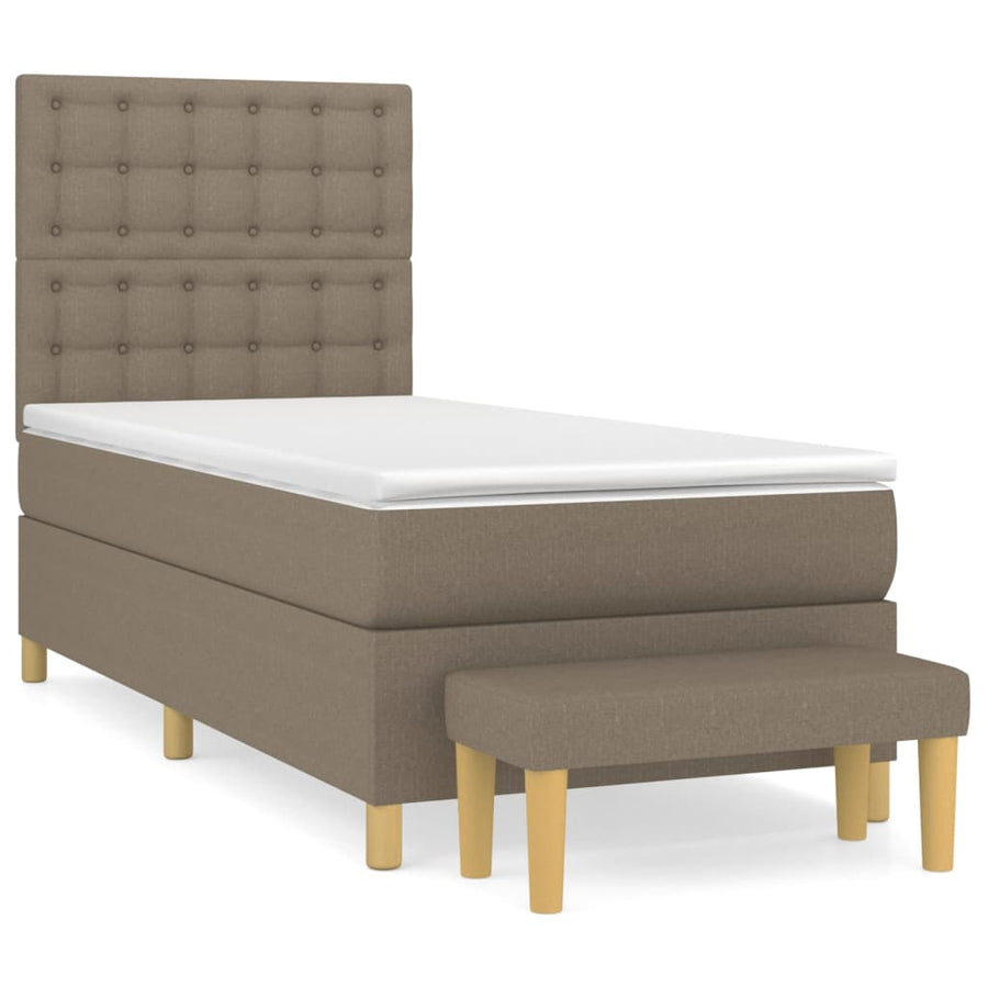Boxspring Met Matras Stof Taupe 90 x 190 cm Knopen