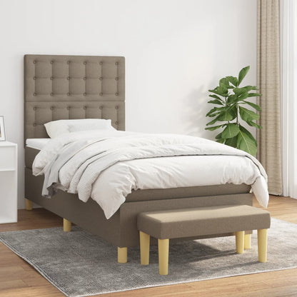 Boxspring Met Matras Stof Taupe 90 x 200 cm Knopen