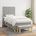 Boxspring met matras stof lichtgrijs 100x200 cm