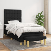 Boxspring Met Matras Stof Zwart 100 x 200 cm Knopen