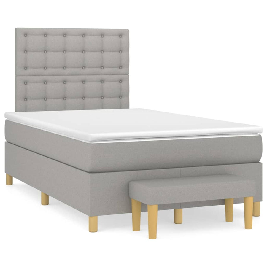 Boxspring Met Matras Stof Lichtgrijs 120 x 200 cm Knopen