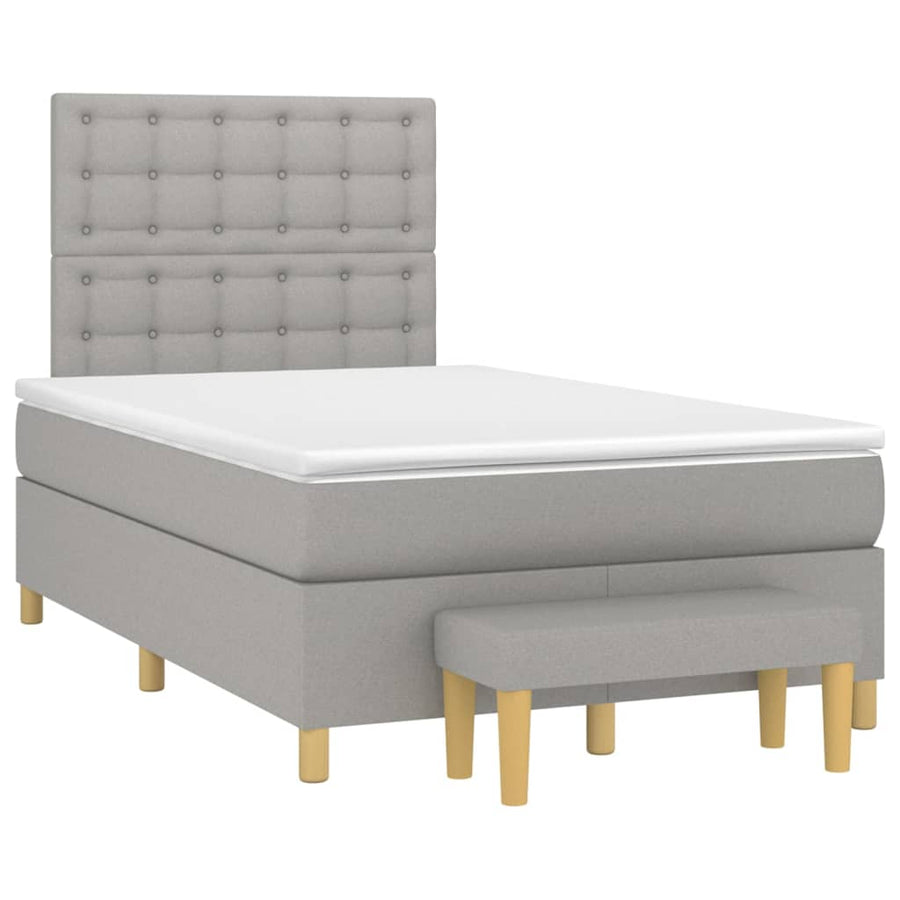 Boxspring Met Matras Stof Lichtgrijs 120 x 200 cm Knopen