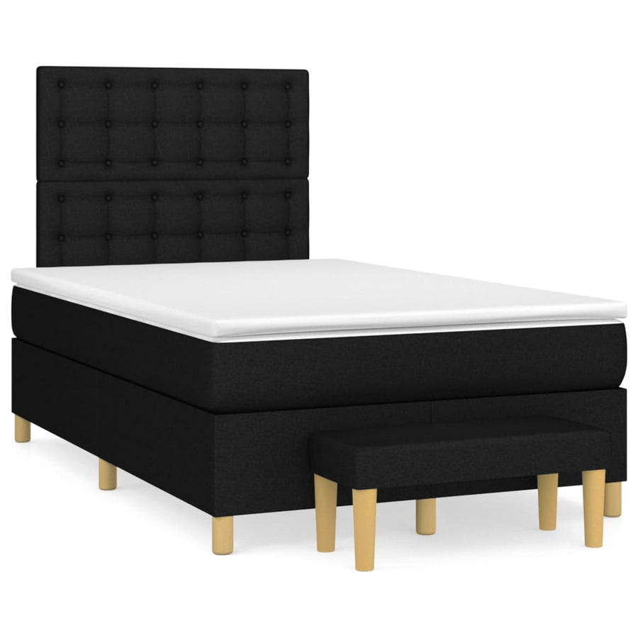 Boxspring Met Matras Stof Zwart 120 x 200 cm Knopen