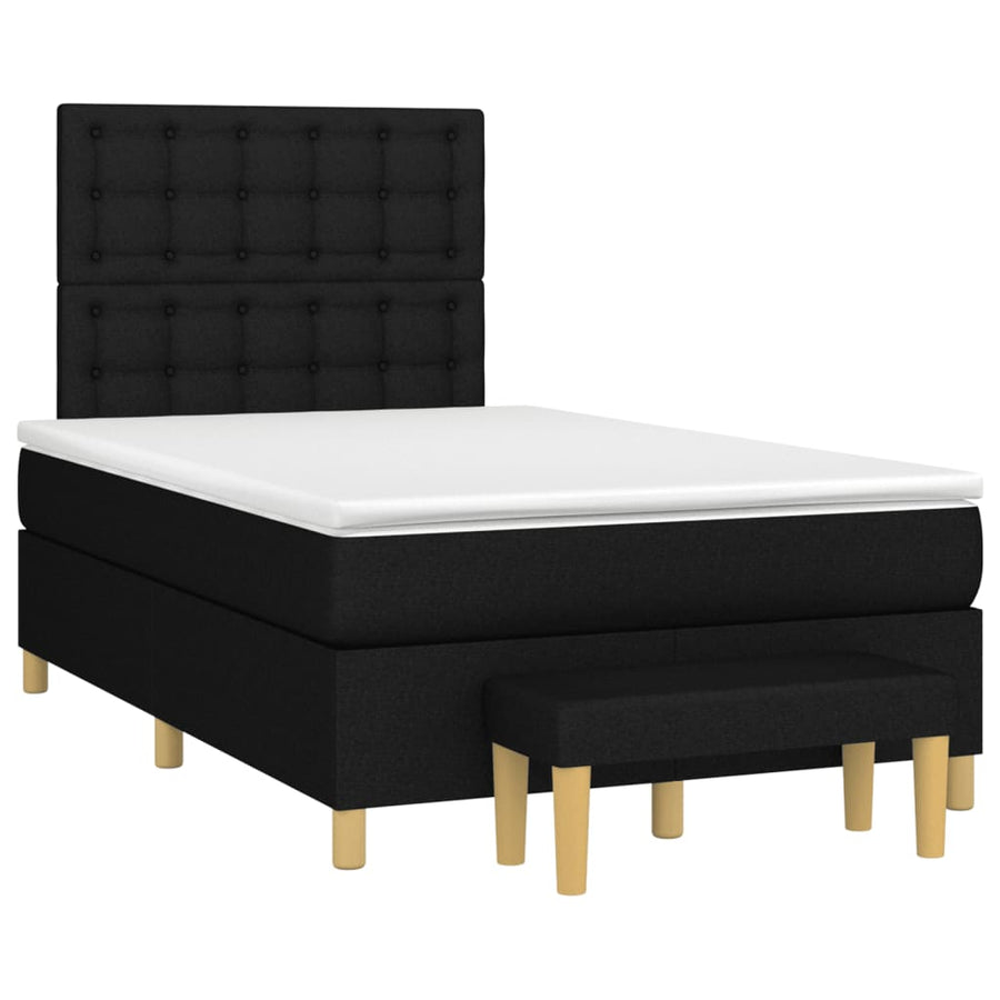 Boxspring Met Matras Stof Zwart 120 x 200 cm Knopen
