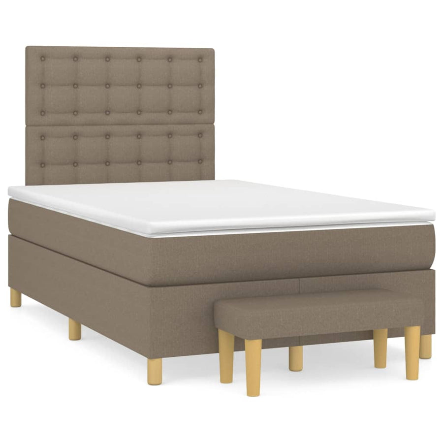 Boxspring Met Matras Stof Taupe 120X200 Cm Taupe 120 x 200 cm Knopen