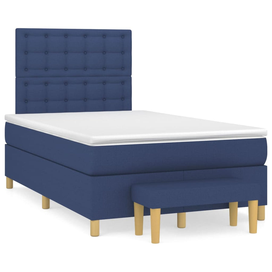 Boxspring Met Matras Stof Blauw 120 x 200 cm Knopen