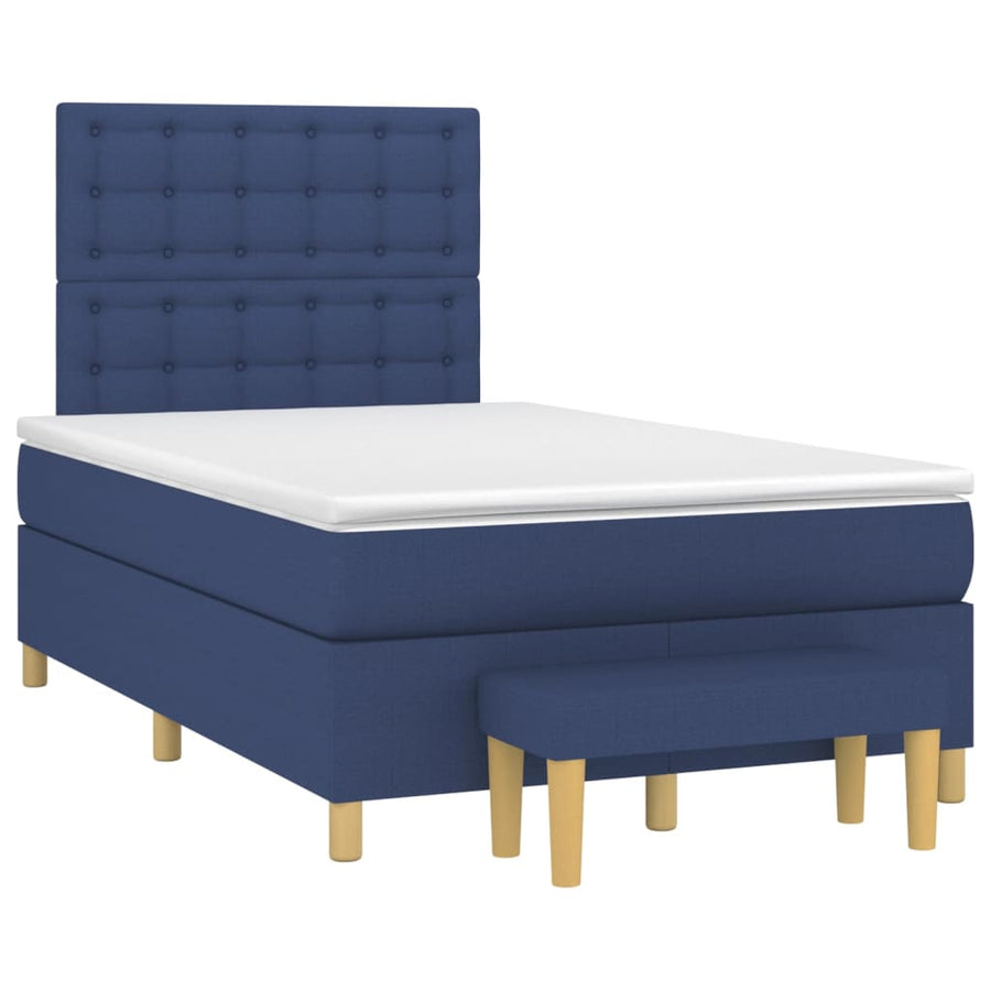 Boxspring Met Matras Stof Blauw 120 x 200 cm Knopen
