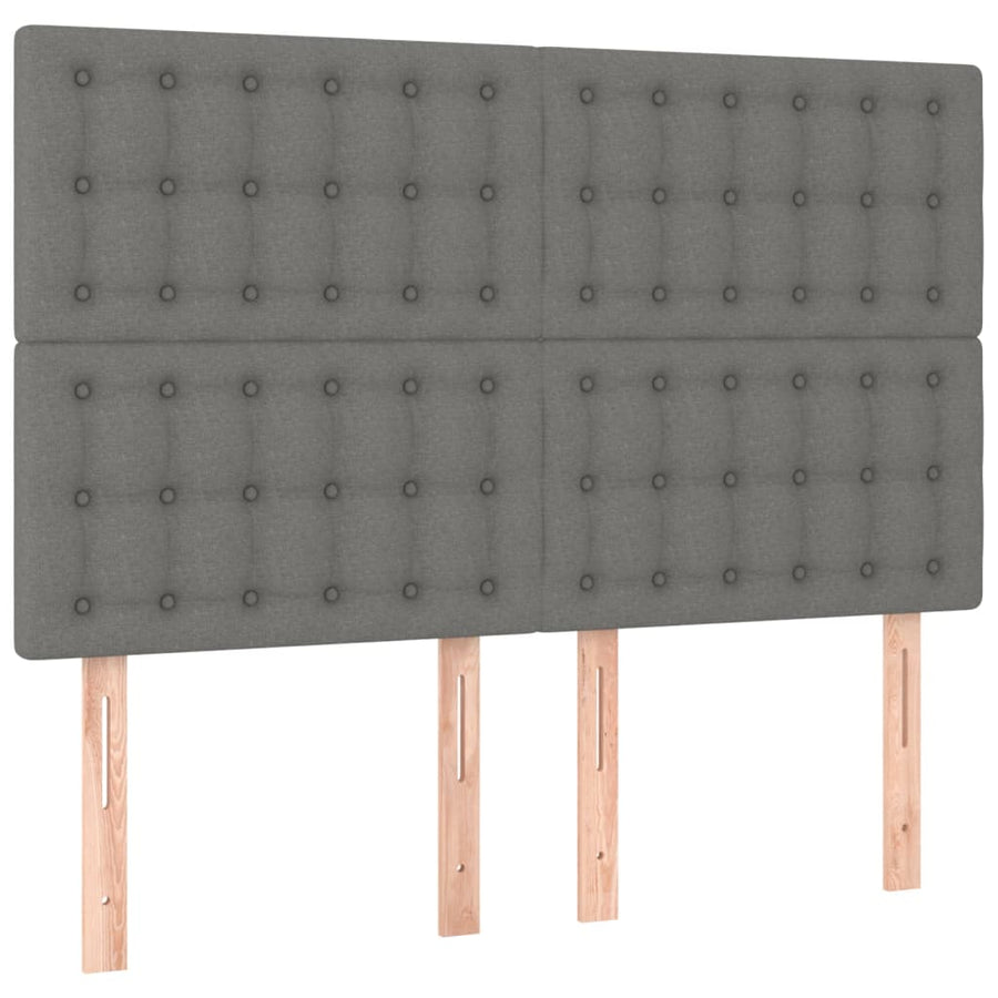 Boxspring Met Matras Stof Donkergrijs 140 x 190 cm Knopen