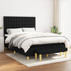 Box spring with fabric mattress black 140x190 cm