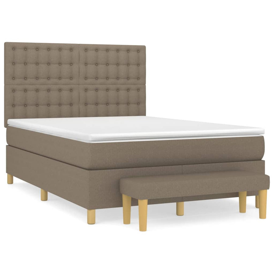 Boxspring Met Matras Stof Taupe 140 x 190 cm Knopen