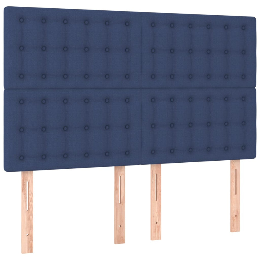 Boxspring Met Matras Stof Blauw 140 x 190 cm Knopen