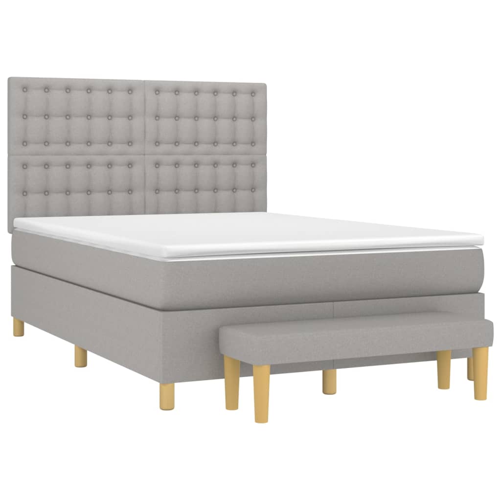 Boxspring Met Matras Stof Lichtgrijs 140 x 200 cm Knopen