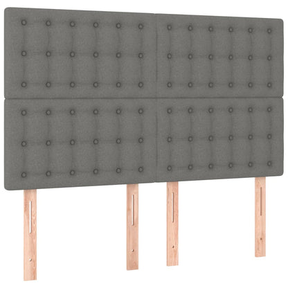 Boxspring Met Matras Stof Donkergrijs 140 x 200 cm Knopen