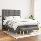 Dark grey fabric box spring with mattress 140x200 cm