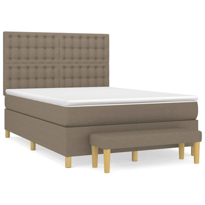 Boxspring Met Matras Stof Taupe 140 x 200 cm Knopen
