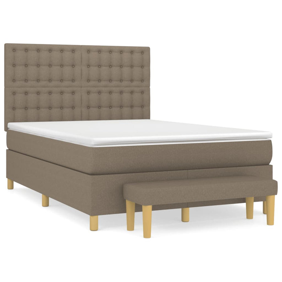 Boxspring Met Matras Stof Taupe 140 x 200 cm Knopen