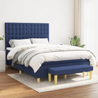 Boxspring Met Matras Stof Blauw 140 x 200 cm Knopen