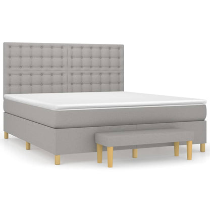 Boxspring Met Matras Stof Lichtgrijs 160 x 200 cm Knopen