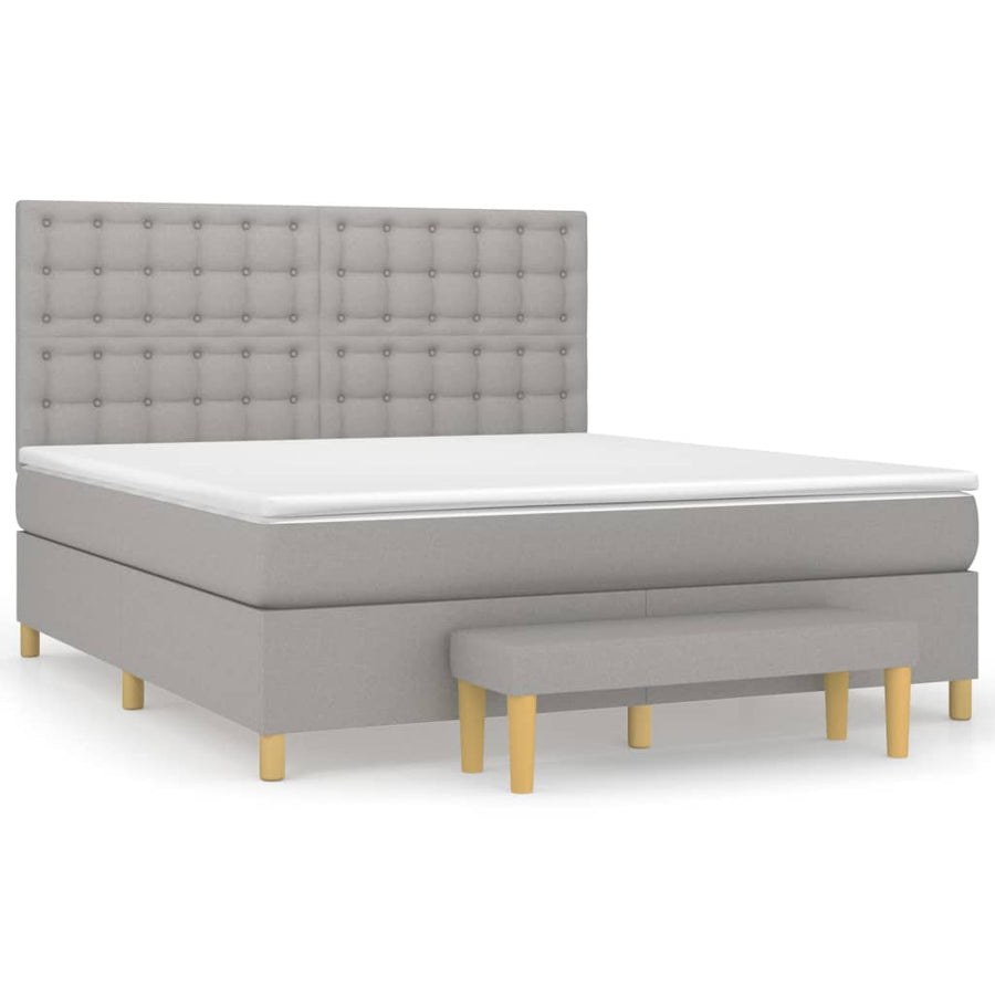 Boxspring Met Matras Stof Lichtgrijs 160 x 200 cm Knopen