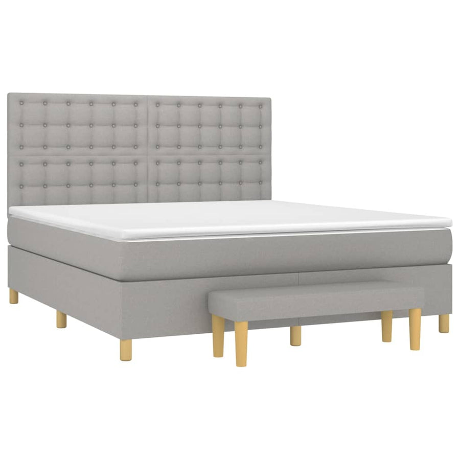 Boxspring Met Matras Stof Lichtgrijs 160 x 200 cm Knopen