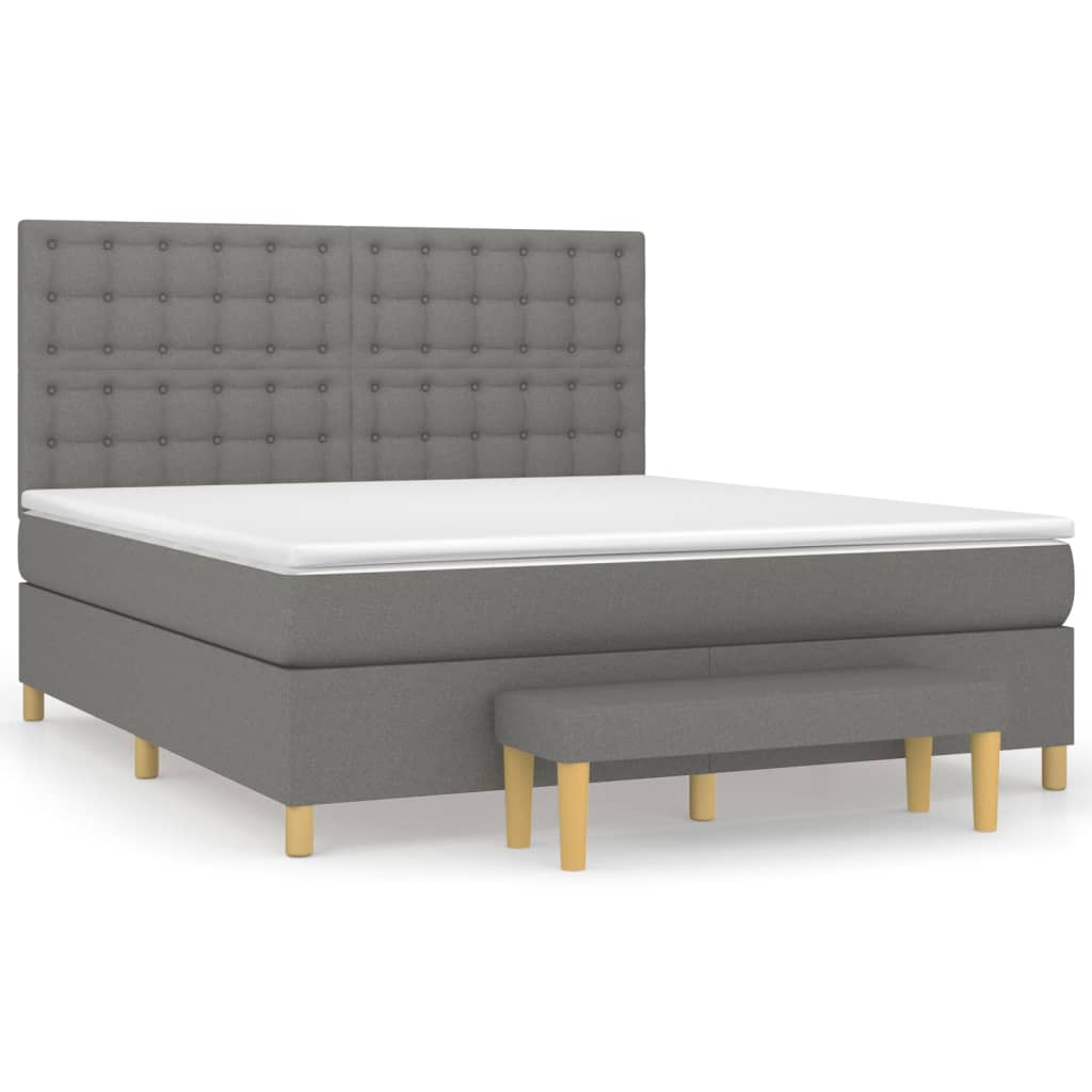 Boxspring Met Matras Stof Donkergrijs 160 x 200 cm Knopen