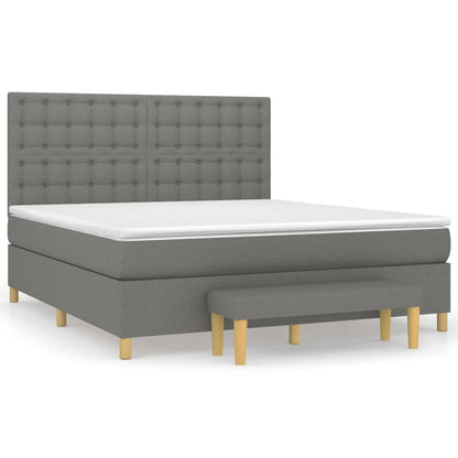 Boxspring Met Matras Stof Donkergrijs 160 x 200 cm Knopen