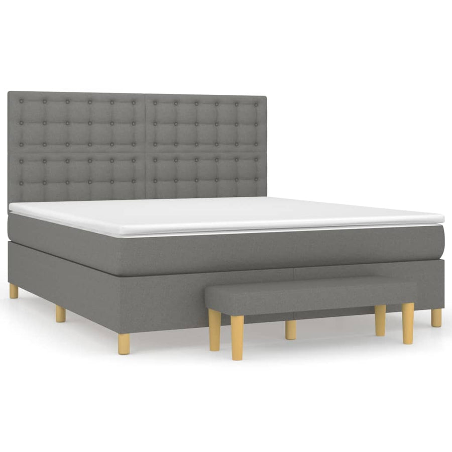 Boxspring Met Matras Stof Donkergrijs 160 x 200 cm Knopen