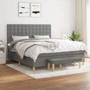 Boxspring met matras 160x200 cm donkergrijs stof