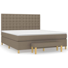 Boxspring Met Matras Stof Taupe 160X200 Cm Taupe 160 x 200 cm Knopen