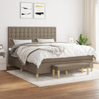 Boxspring Met Matras Stof Taupe 160X200 Cm Taupe 160 x 200 cm Knopen