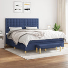 Boxspring Met Matras Stof Blauw 160 x 200 cm Knopen