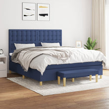 Boxspring Met Matras Stof Blauw 160 x 200 cm Knopen