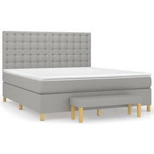 Boxspring Met Matras Stof Lichtgrijs 180X200 Cm Lichtgrijs 180 x 200 cm Knopen