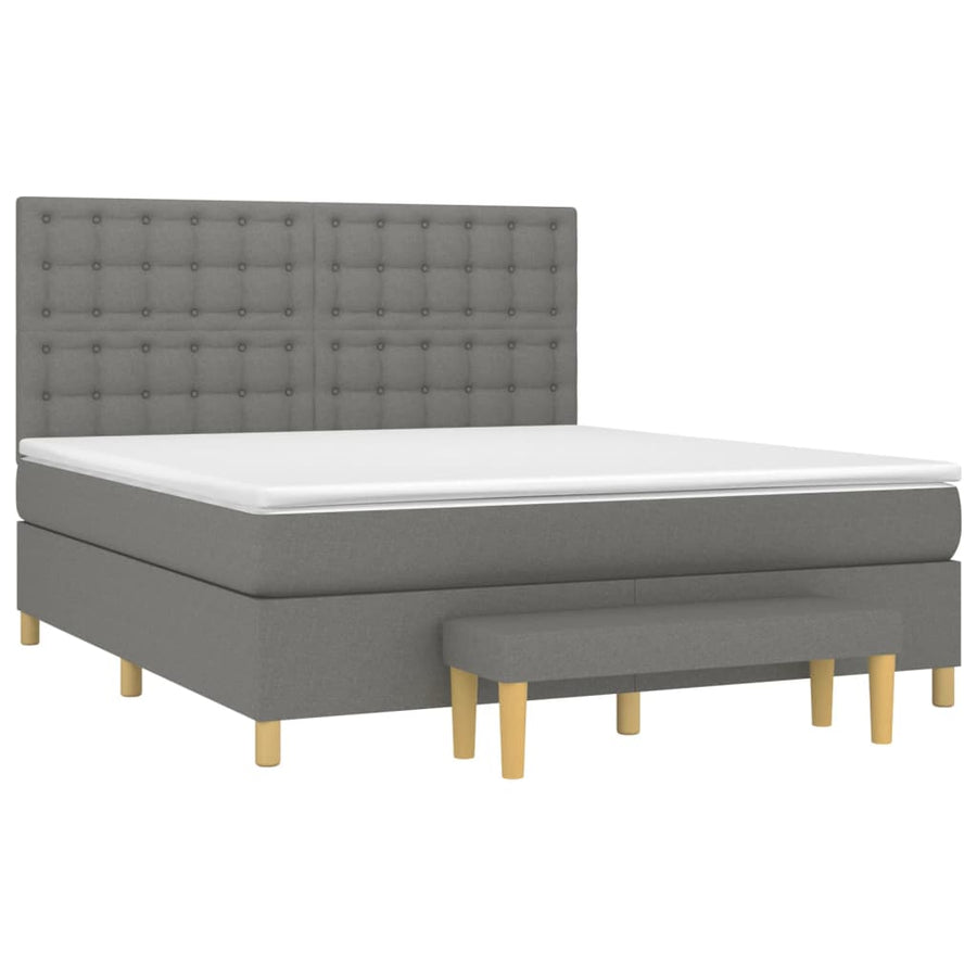 Boxspring met matras stof donkergrijs 180x200 cm