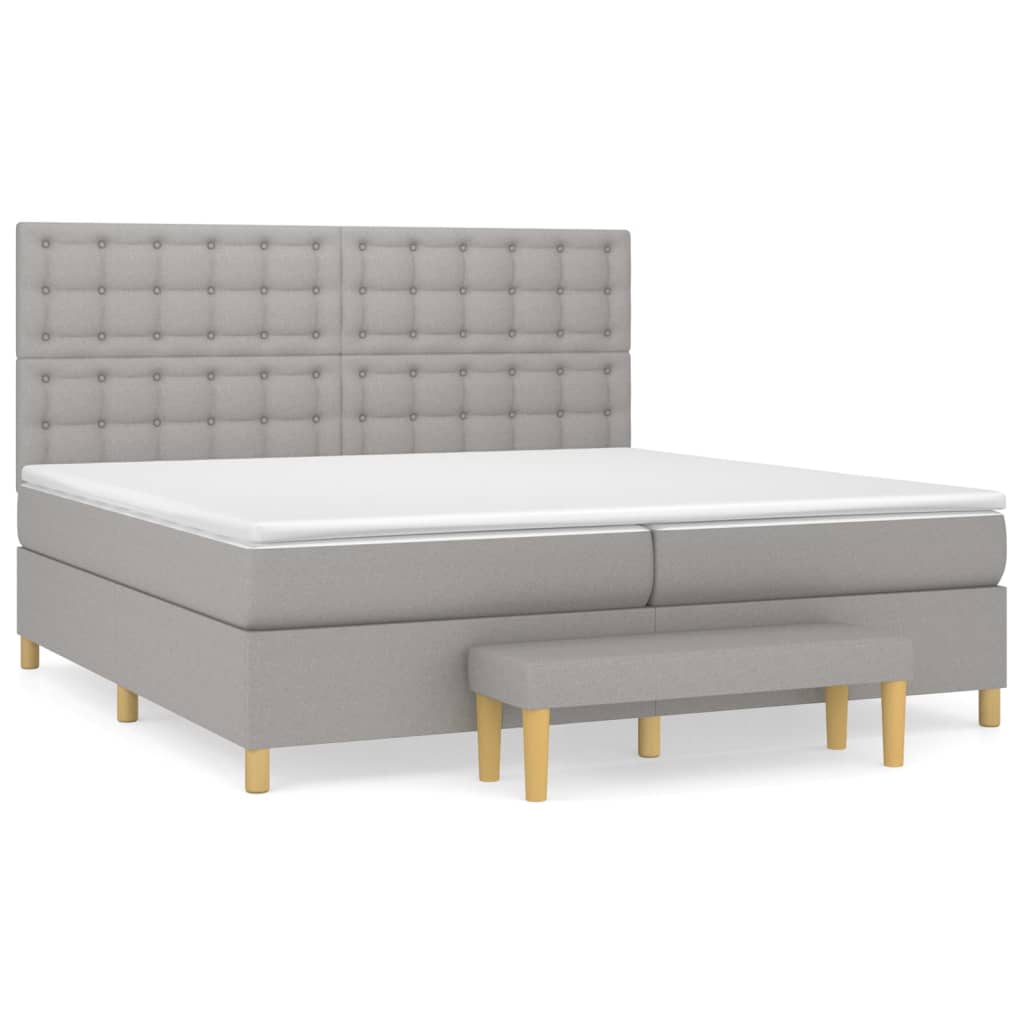 Boxspring Met Matras Stof Lichtgrijs 200 x 200 cm Knopen