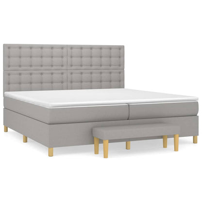 Boxspring Met Matras Stof Lichtgrijs 200 x 200 cm Knopen