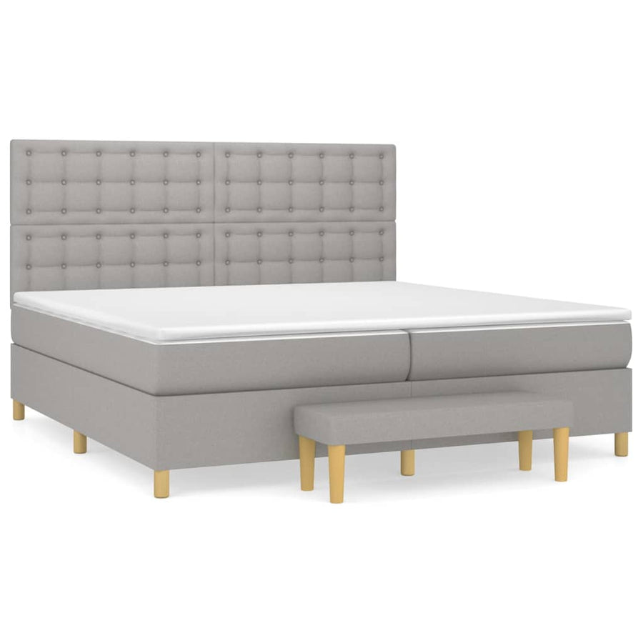 Boxspring Met Matras Stof Lichtgrijs 200 x 200 cm Knopen
