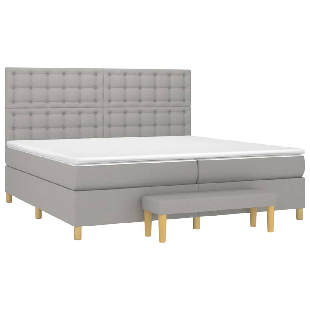 Boxspring Met Matras Stof Lichtgrijs 200 x 200 cm Knopen