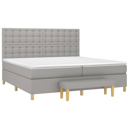 Boxspring Met Matras Stof Lichtgrijs 200 x 200 cm Knopen